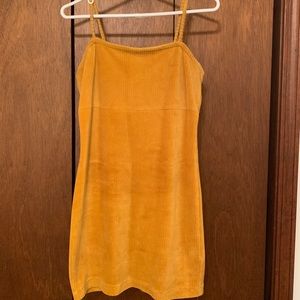 Women’s Yellow Textured Velvet Slip Dress